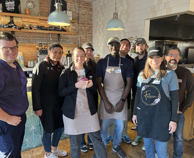 From left to right: Nathan (Taste manager), Isa Chan, Lili Kelley, Tonja Rood, Richard Olaniyi, Albert Espinoza, Lukas (Taste manager), Felicia Morgan and Miz (Taste manager). 