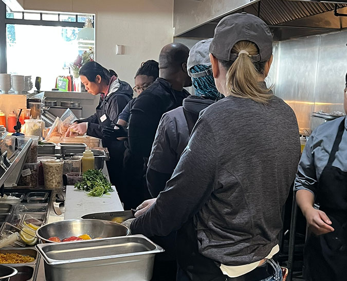 BNSF and Taste volunteers on the prep line    