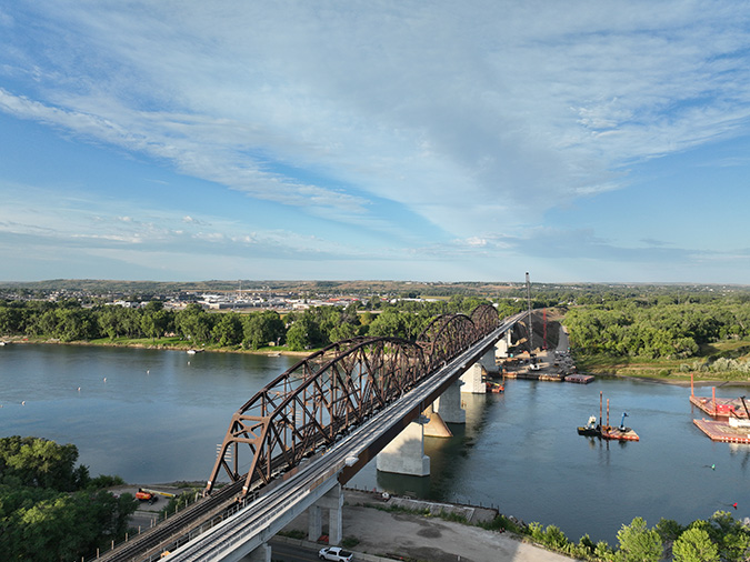 The old truss bridge is currently being dismantled. The old truss bridge is currently being dismantled.