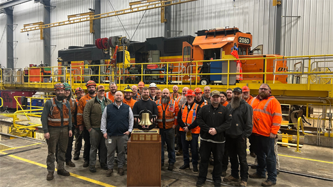 Team members on our Northwest Division pose with the Safety Bell Award in Vancouver, Washington. 