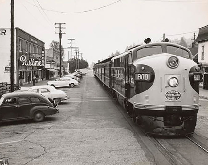 SP&S passenger train in Rainier, Oregon